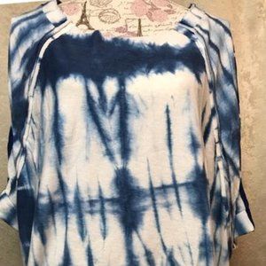 Blue Tie Dye Short-Sleeve Top